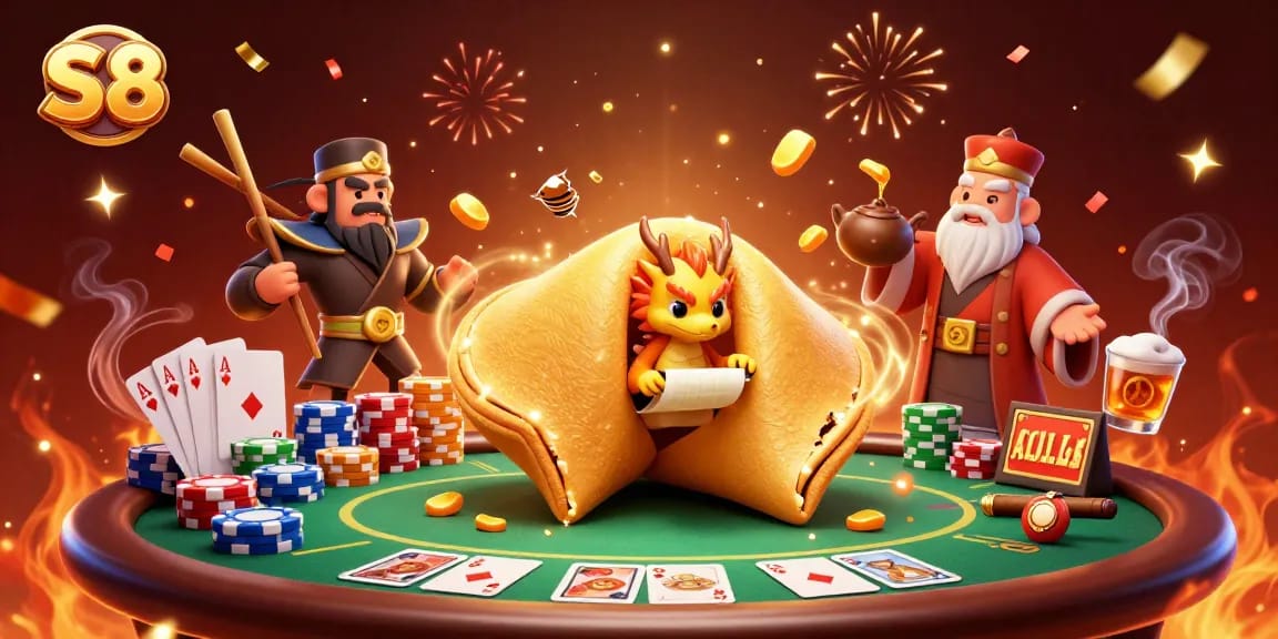 S8 players strategizing through animated poker scenes, unleashing winning moves in a vibrant casino atmosphere.