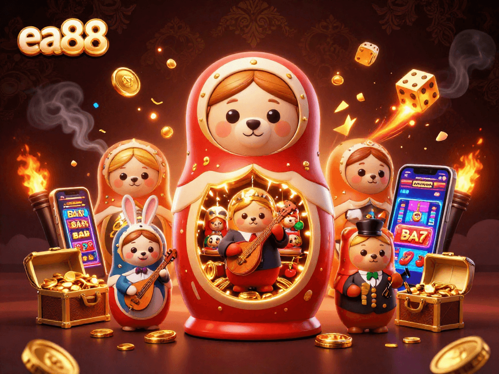 Experience the excitement at ea88 with cartoon bears and a jackpot slot explosion.