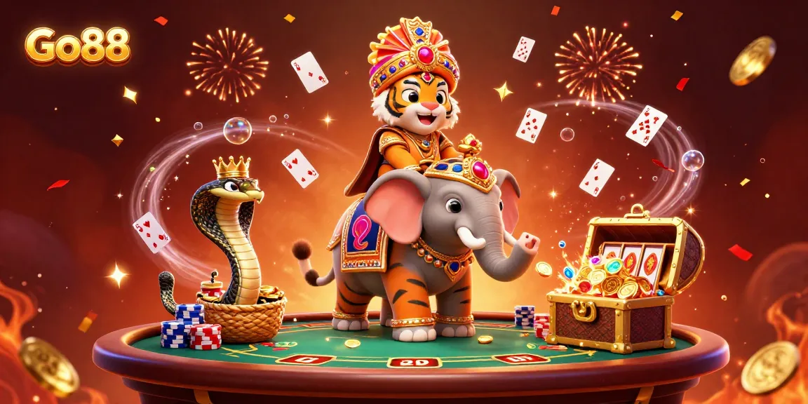 Experience the thrill of Go88 with vibrant casino elements and dynamic characters in a high-stakes gambling scene.
