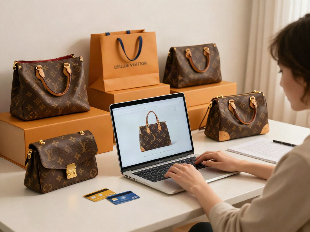 Buy replica bags with a seamless online shopping experience showcasing luxury items and e-commerce convenience.