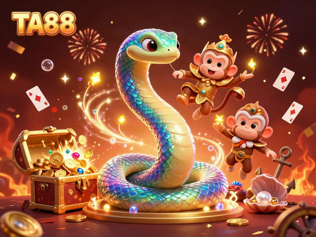 Experience winning moments at TA88 with a vibrant 3D casino adventure illustration showcasing fun game elements.