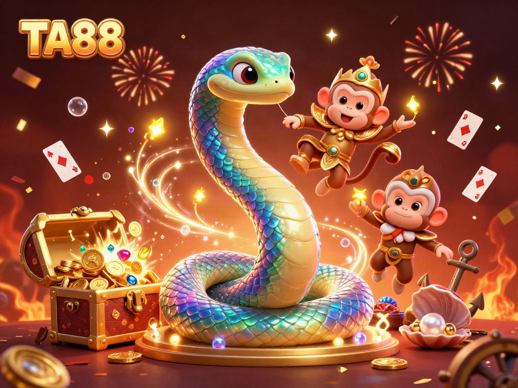 Experience winning moments at TA88 with a vibrant 3D casino adventure illustration showcasing fun game elements.