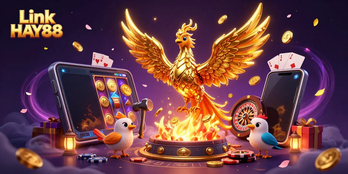 Discover the vibrant gaming world of Link HAY88 featuring a molten golden phoenix and thrilling slot action.