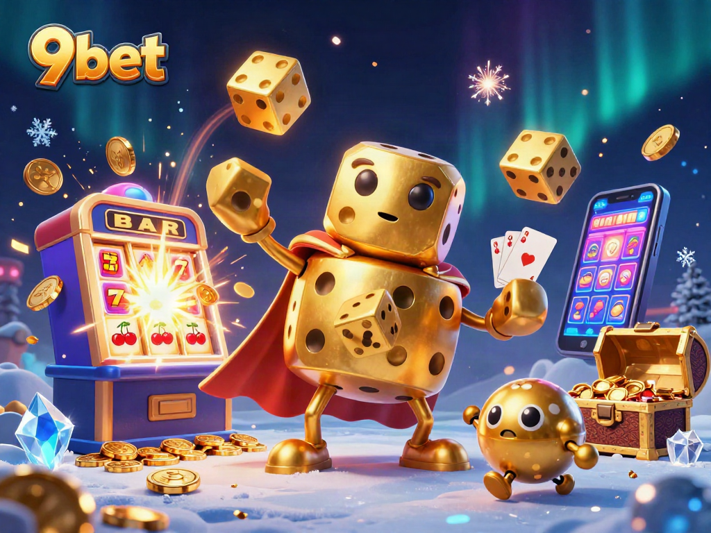 Experience the thrill of winning with 9bet in this vibrant casino illustration.