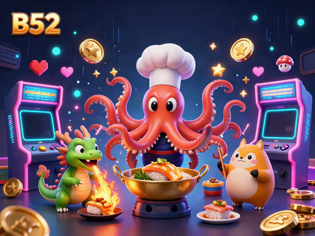 Experience the excitement of B52 casino gaming with dynamic characters and colorful elements.