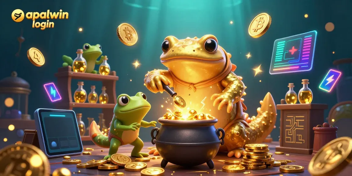 Engage with gopalwin login as you explore this vibrant magical laboratory scene filled with gold coins and crypto elements.