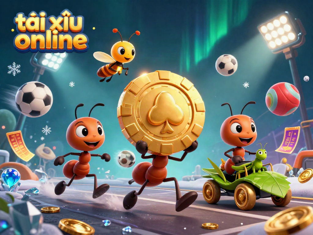 Join the thrilling adventure of tài xỉu online as cartoon ants execute a heist under a colorful gambling atmosphere.