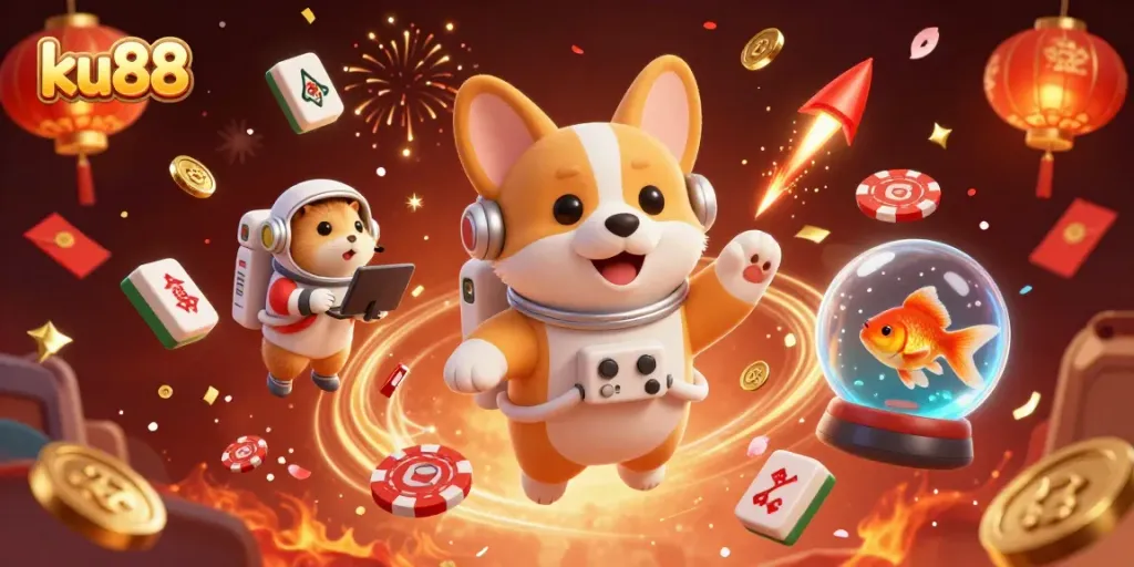 Experience the thrill of ku88 gaming with vibrant 3D casino avatars amidst colorful action and excitement.