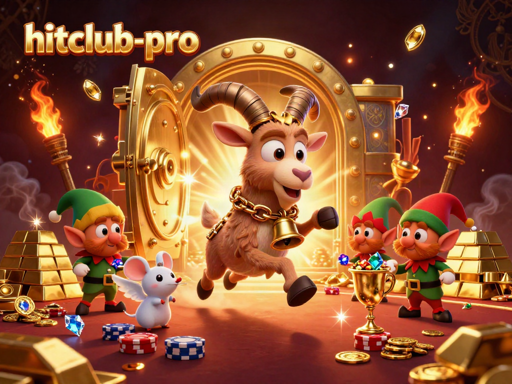 Hitclub-pro showcases a festive casino scene, powered by 3D cartoon characters in a lively gaming environment.