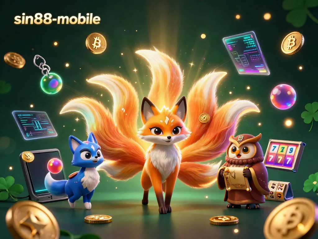 Experience thrilling moments with sin88-mobile illustrated through a vibrant 3D casino scene featuring colorful characters and gambling elements.
