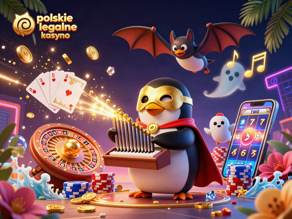 Experience the thrill of polskie legalne kasyno with vibrant 3D casino elements and cartoon characters.