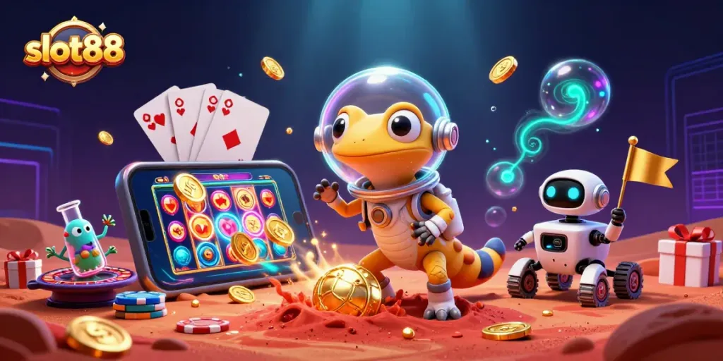 Slot88 menghadirkan pengalaman kasino yang menakjubkan dengan gecko Mars dan robot, mengungkap kekayaan slot.