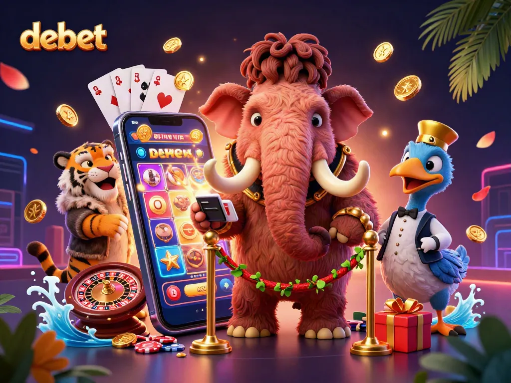 Join debet's vibrant casino scene with a woolly mammoth bouncer and a saber-tooth tiger, exploring exciting games.