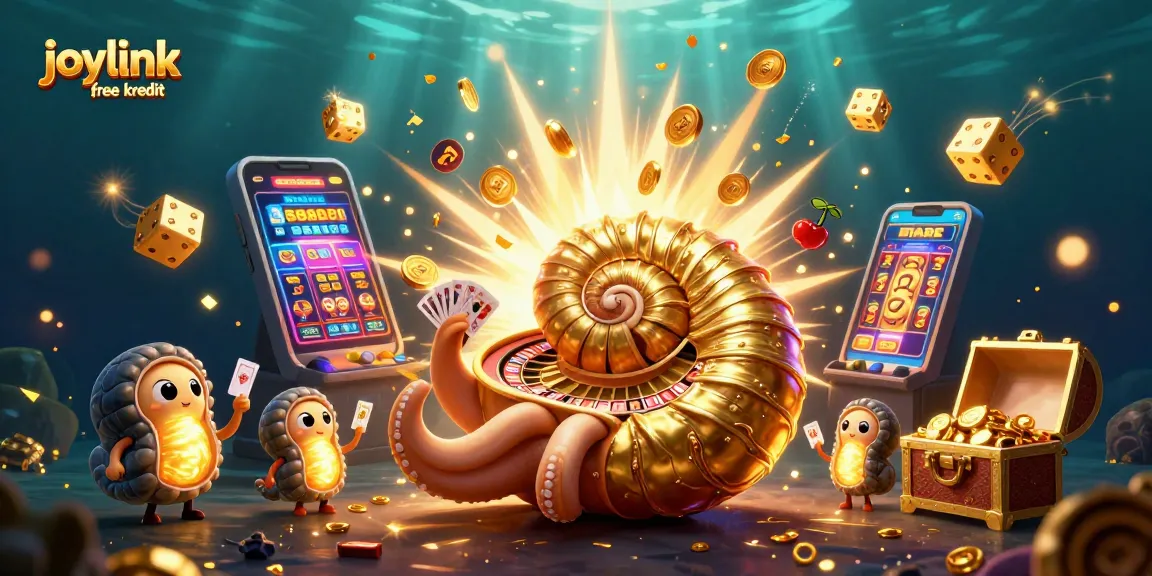 Engage with joylink free kredit through an exciting casino illustration featuring dynamic game elements.