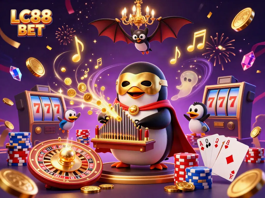 Play thrilling games at LC88 BET with a vibrant 3D casino scene full of exciting elements.