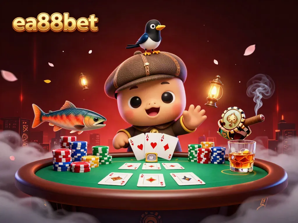 Engage in thrilling gaming with ea88bet featuring a playful Nessie amidst casino excitement.