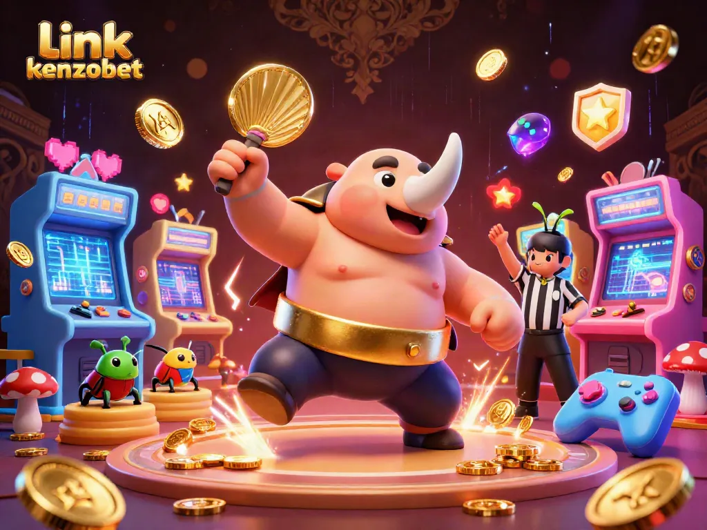 Engage with thrilling gaming action at link kenzobet as a beetle champion stomps coins in an epic casino showdown.