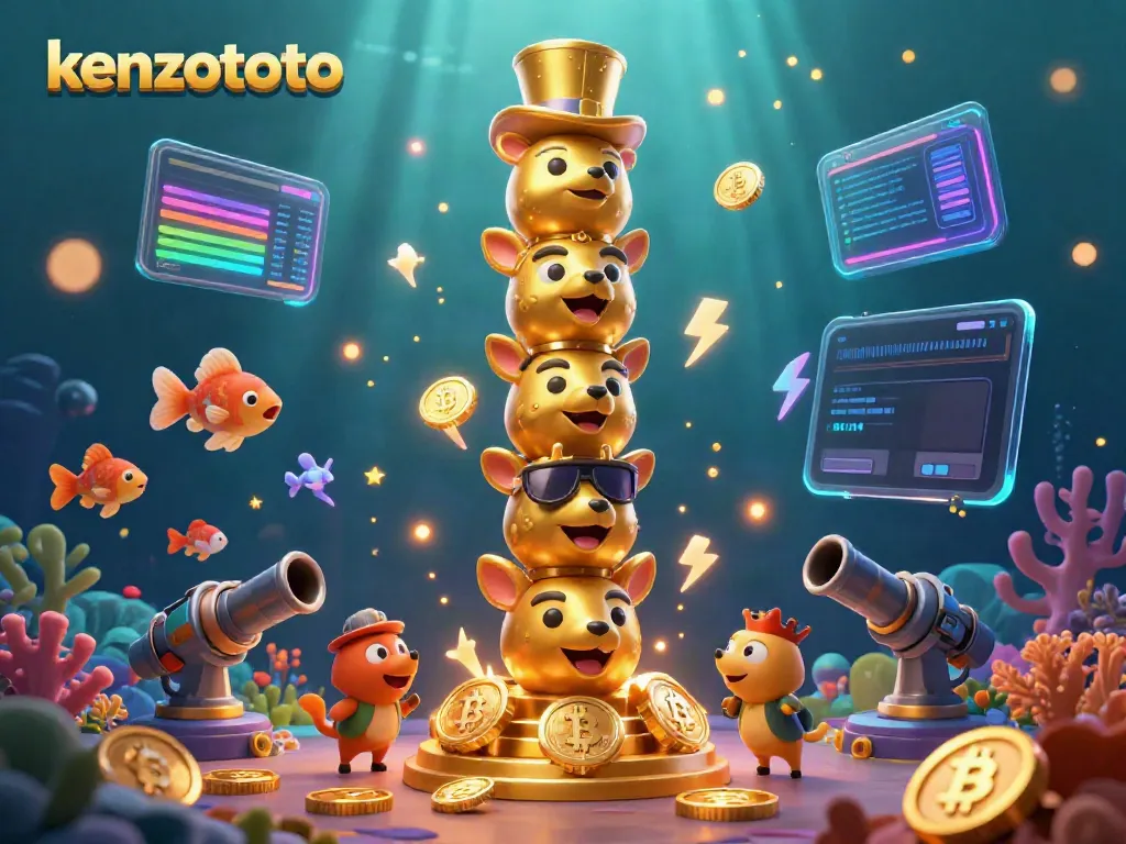 Kenzototo features an exciting underwater scene of fish shooting game, rich with vibrant characters and casino elements.