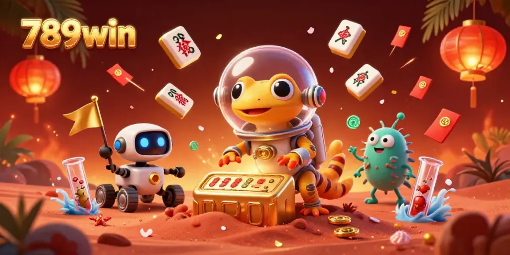Engage in thrilling gameplay with 789win, featuring a Martian gecko and a vibrant casino scene.