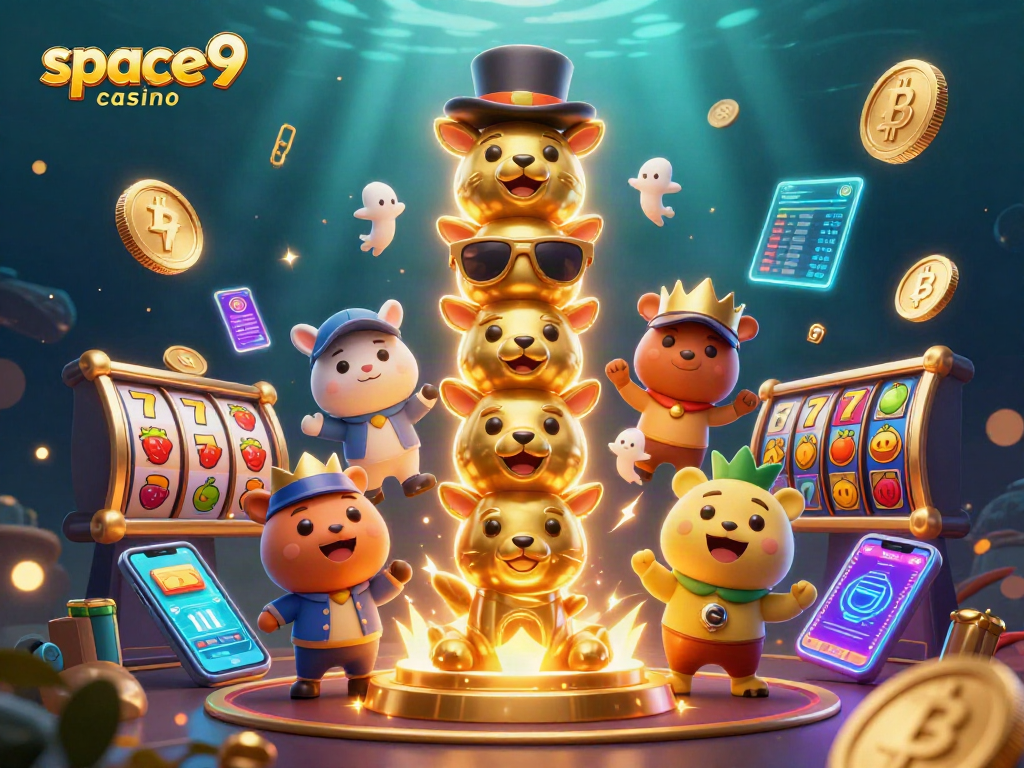 Spin to win at space9 casino with vibrant slot symbols and crypto elements!