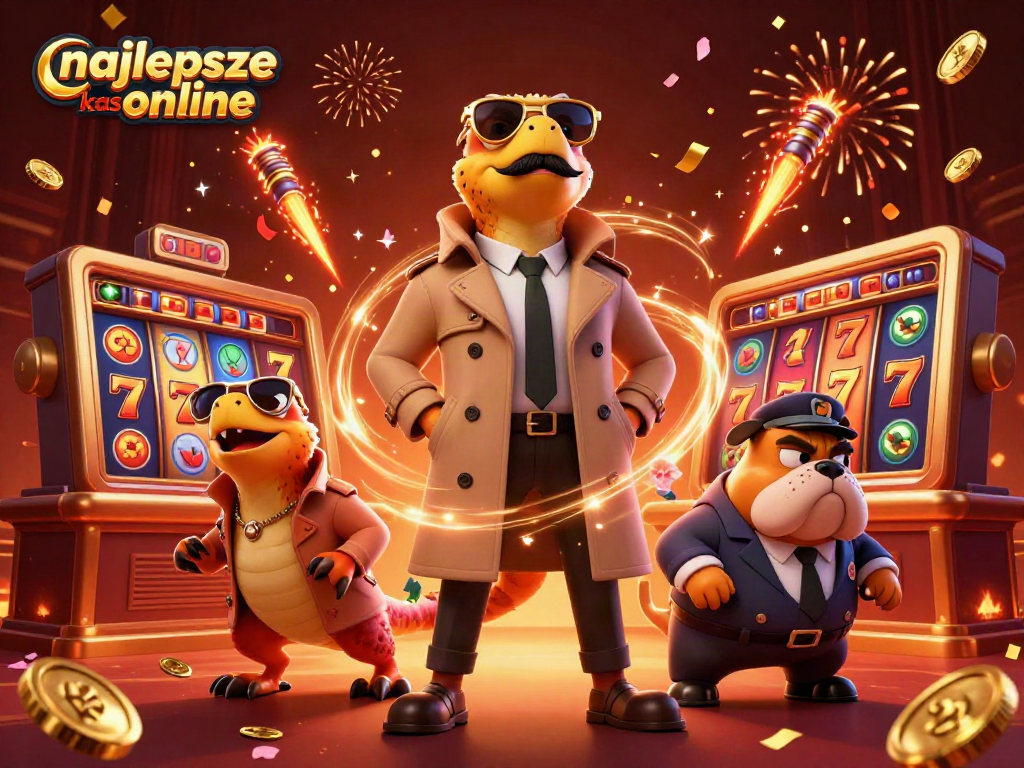 Experience the thrill at najlepsze kasyno online with three cartoon raptors entering a VIP lounge.