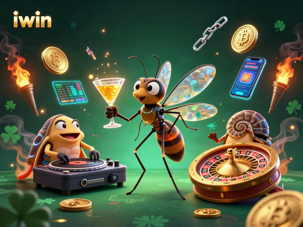 Experience iwin with this vibrant casino scene featuring a unique cocktail and gaming elements.
