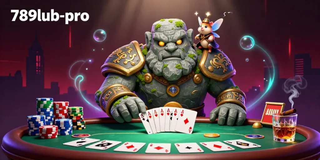 Engage in thrilling gameplay with 789lub-pro's ultra-detailed illustration featuring magical characters and poker dynamics.