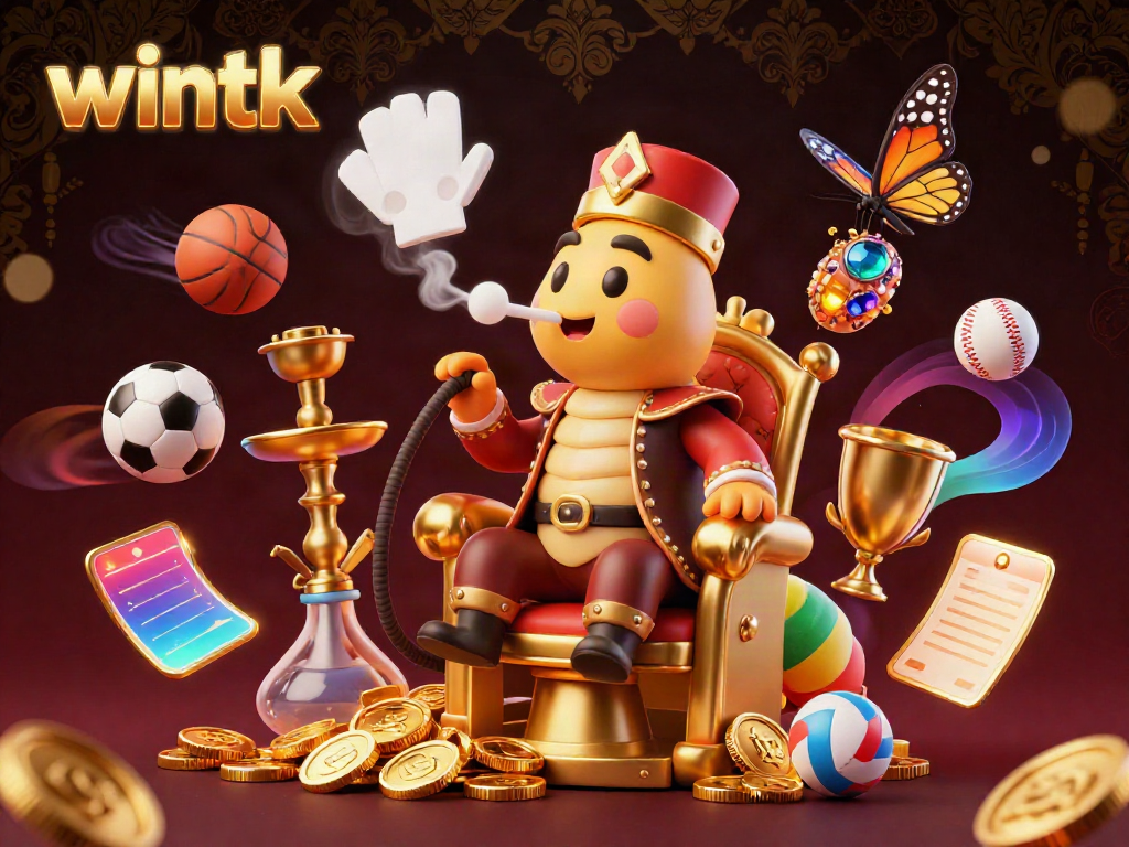 Experience the excitement of wintk with a dynamic 3D casino scene featuring a hookah-master and energetic sports elements.