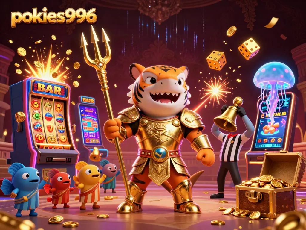 Experience excitement at pokies996 with a thrilling underwater casino scene and vibrant game elements.