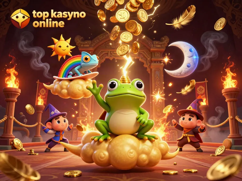 Play exciting games at top kasyno online featuring a golden coin storm and magical characters.