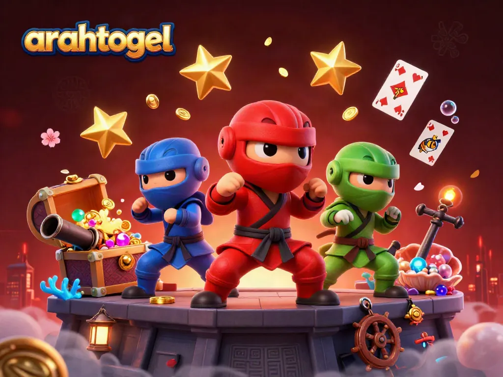 arahtogel showcases ninja chameleons amid casino elements for an engaging gaming experience.