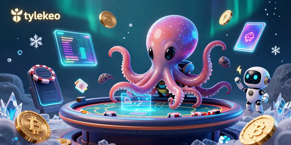 Engage with the vibrant tylekeo alien poker scene filled with cosmic elements and crypto-themed visuals.