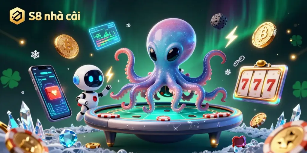 Experience thrilling gameplay at S8 nhà cái with an exciting 3D casino scene featuring vibrant characters.