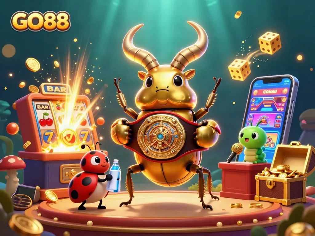 Engage in exciting GO88 gameplay with vibrant characters and dynamic casino elements.