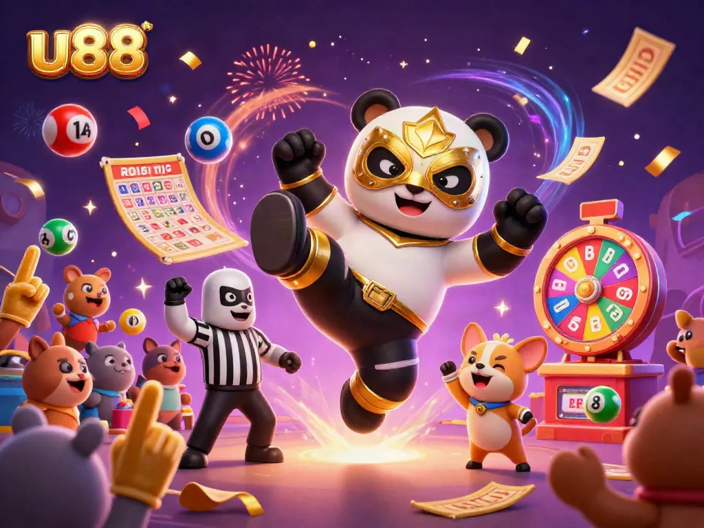 Experience thrilling u88 casino action with a vibrant crowd and dynamic gameplay elements in this 3D scene.