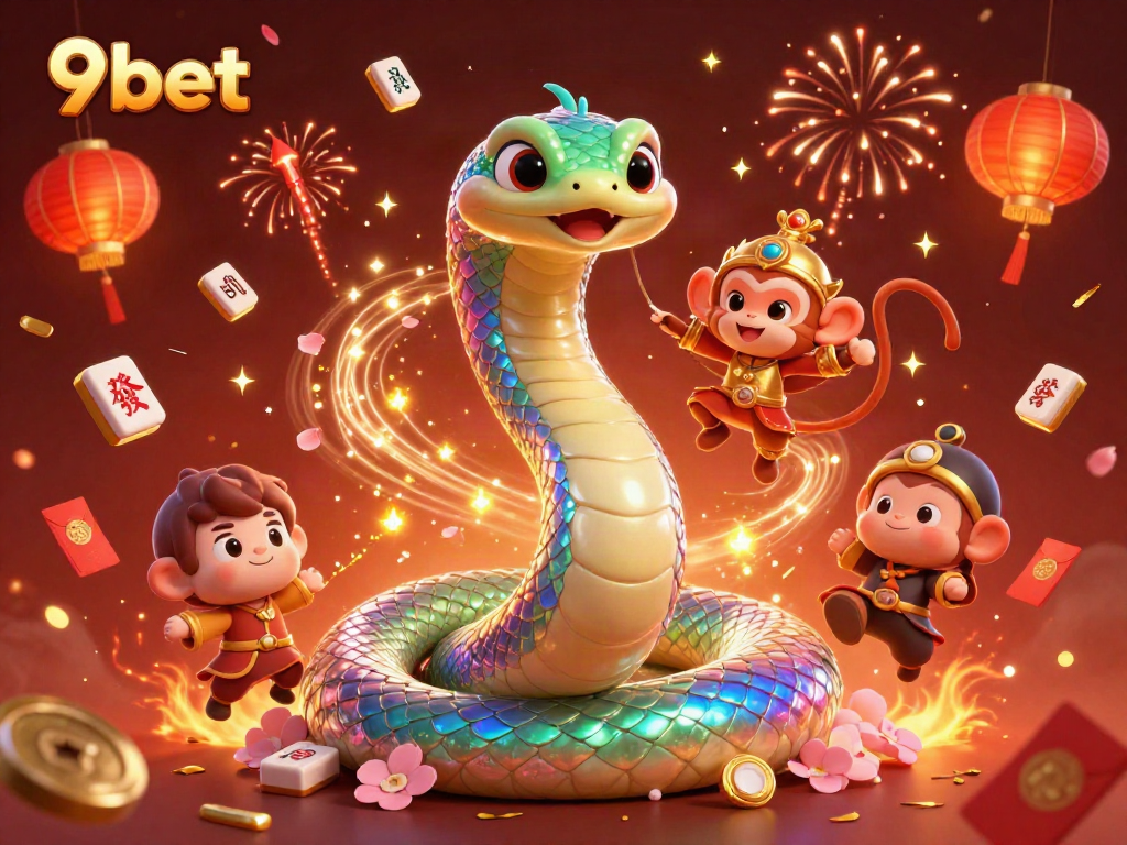 Play casino games with the exhilarating 9bet illustration featuring vibrant characters and magical elements.