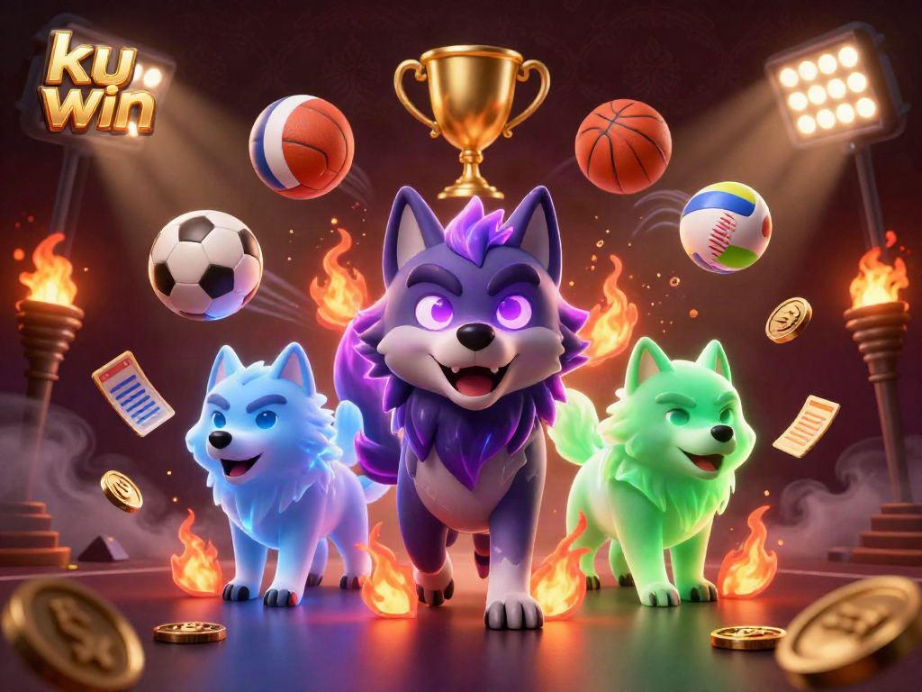 Experience the thrill of gambling with 'ku win' as shadow wolves captivate in a vibrant casino scene.