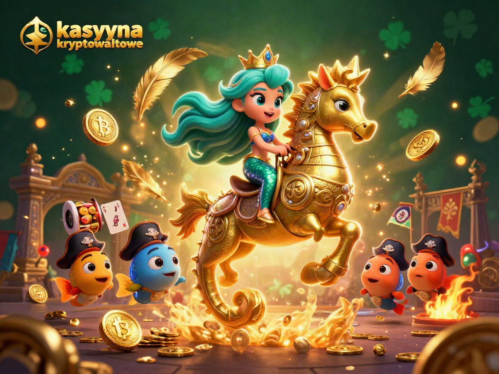 Engage with kasyna kryptowalutowe through a colorful and dynamic 3D casino illustration featuring cryptocurrency elements.