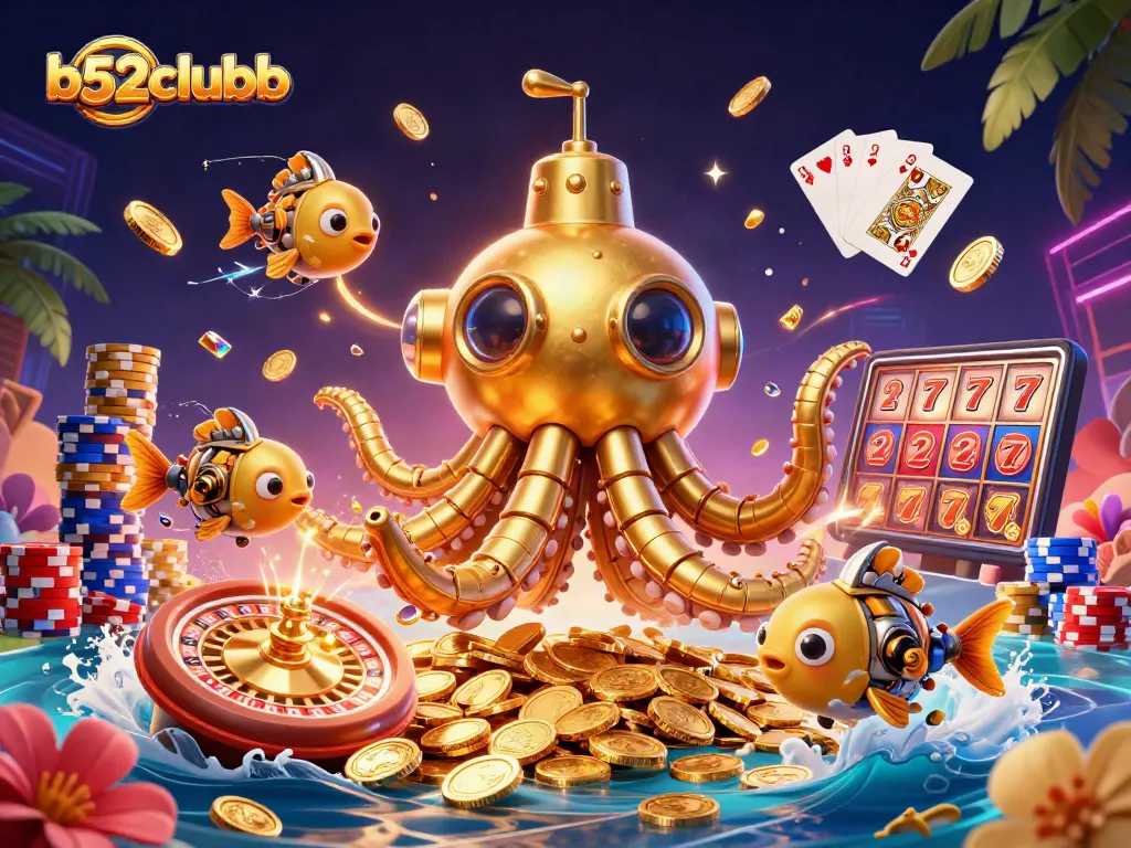 Bidding in style at b52clubb with gold coins, vibrant poker chips, and rich casino experiences