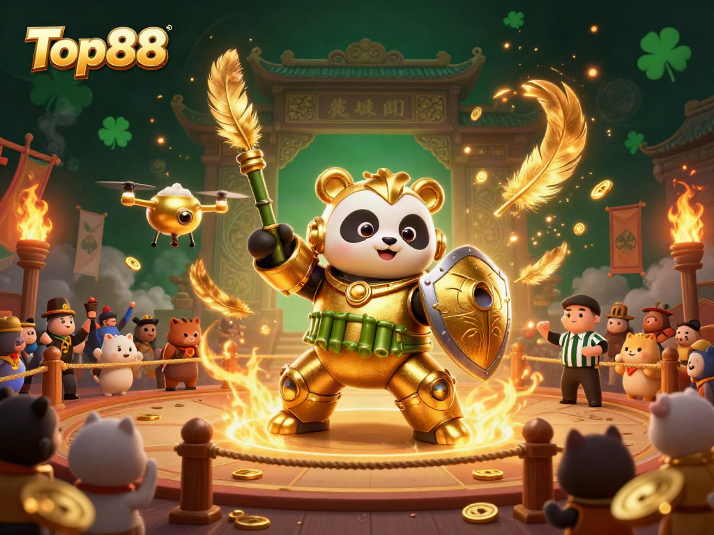 Experience thrilling gameplay with Top88 in a vibrant 3D casino battle scene.